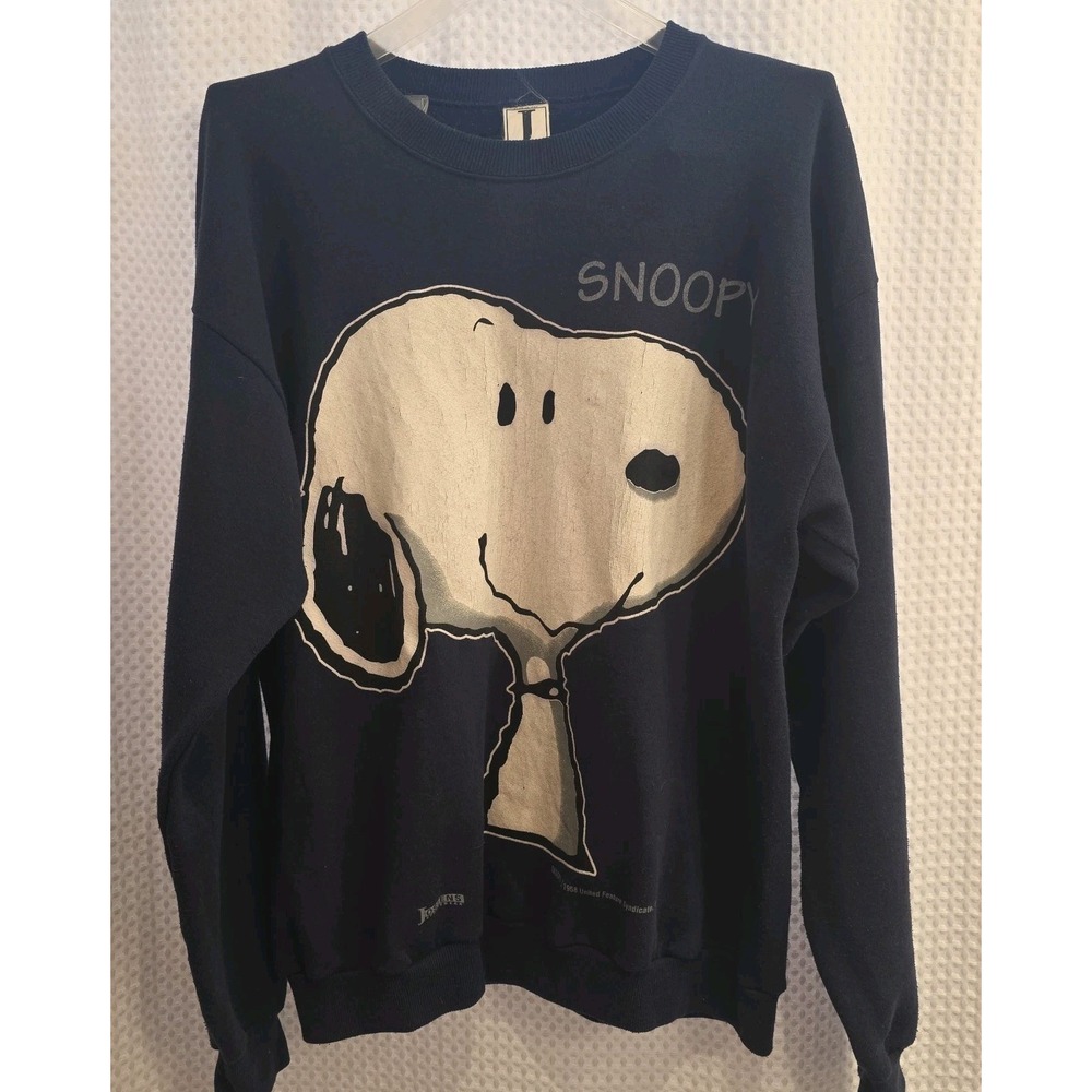 Vintage Peanuts Snoopy Cool Joe Sweatshirt‎ XL Blue Made In USA Jostens Tag